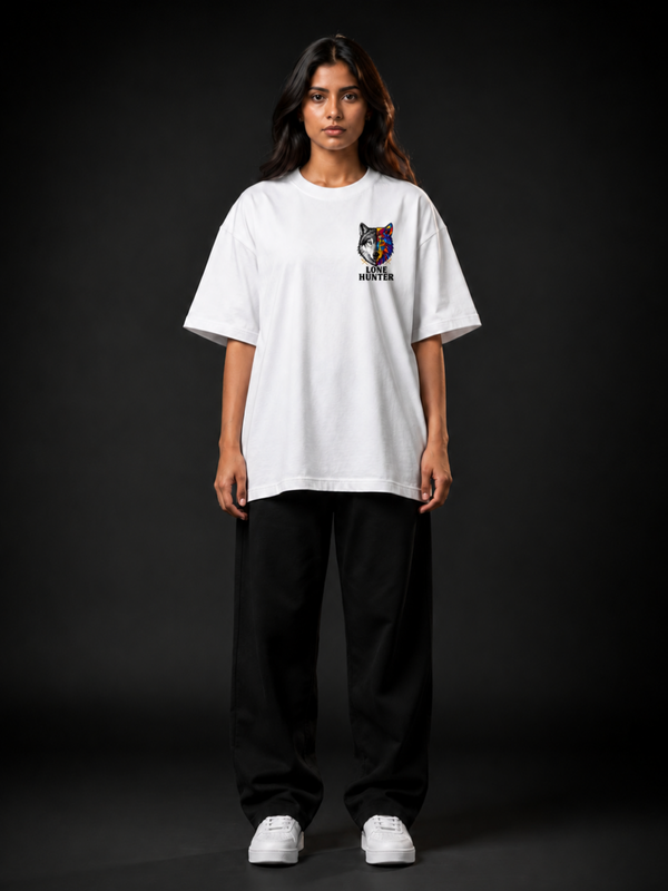 Lone Hunter Wolf Oversized Cotton T-Shirt | Unisex