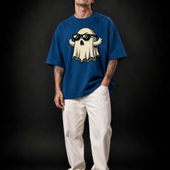 Cool Ghost Oversized Unisex T-Shirt – Premium Cotton Graphic Tee | Royal Blue