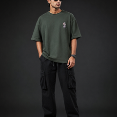 Steel Soul Rider Premium Oversized Cotton T-Shirt Forest Green