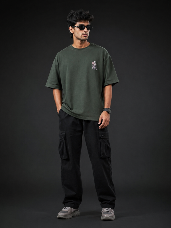 Steel Soul Rider Premium Oversized Cotton T-Shirt Forest Green