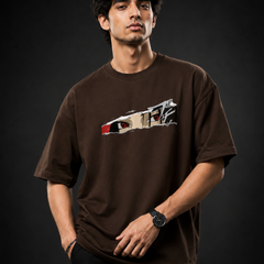 Anime Eyes Oversized Unisex T-Shirt – Premium Cotton Graphic Tee | Brown
