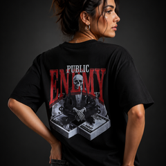 Public Enemy Premium Oversized Cotton T-Shirt Black