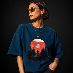 Rayleigh Rider Premium Oversized Cotton T-Shirt Petrol Blue