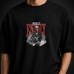 Public Enemy Premium Oversized Cotton T-Shirt Black