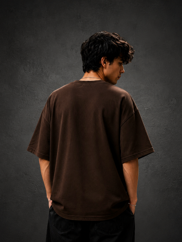 Skate Board Premium Oversized Cotton T-Shirt Coffee Brown