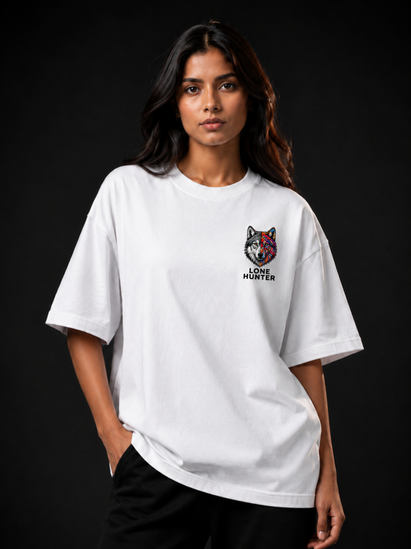 Lone Hunter Wolf Oversized Cotton T-Shirt | Unisex