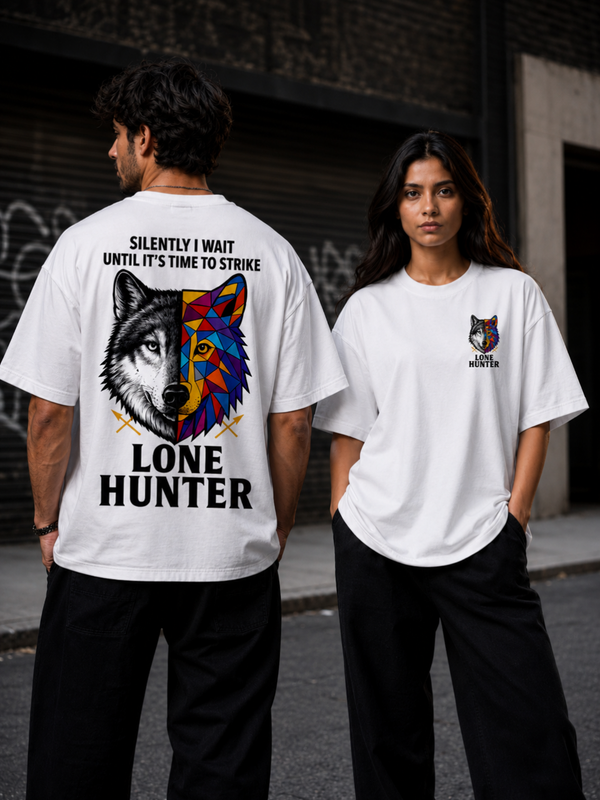 Lone Hunter Wolf Oversized Cotton T-Shirt | Unisex