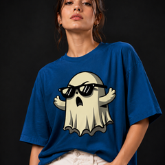 Cool Ghost Oversized Unisex T-Shirt – Premium Cotton Graphic Tee | Royal Blue