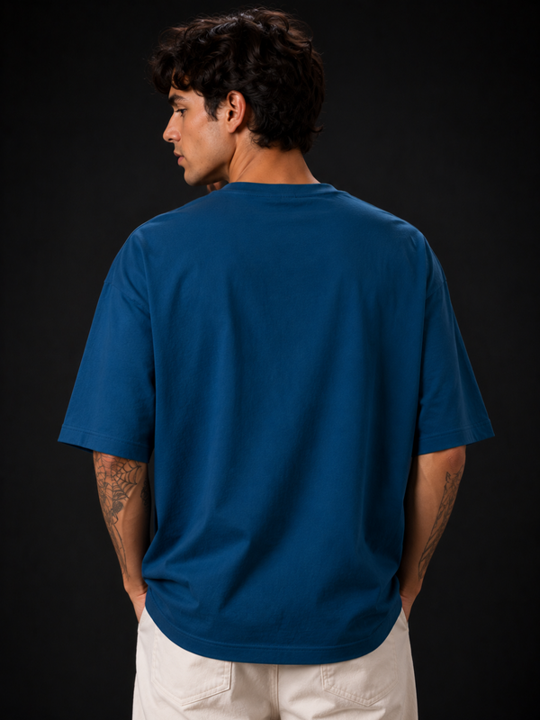 Cool Ghost Oversized Unisex T-Shirt – Premium Cotton Graphic Tee | Royal Blue