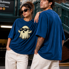 Cool Ghost Oversized Unisex T-Shirt – Premium Cotton Graphic Tee | Royal Blue