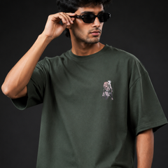 Steel Soul Rider Premium Oversized Cotton T-Shirt Forest Green
