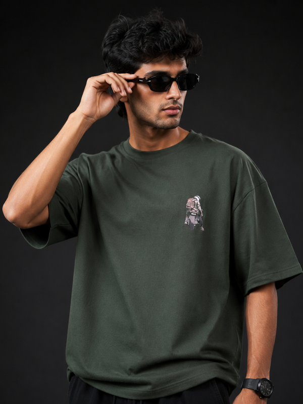 Steel Soul Rider Premium Oversized Cotton T-Shirt Forest Green