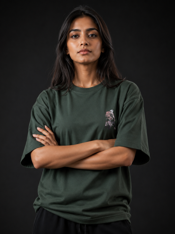 Steel Soul Rider Premium Oversized Cotton T-Shirt Forest Green