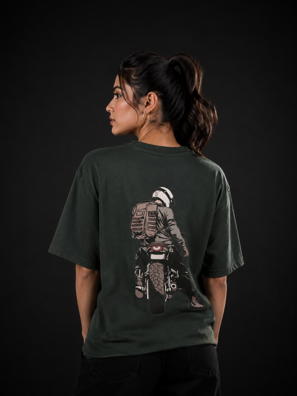 Steel Soul Rider Premium Oversized Cotton T-Shirt Forest Green